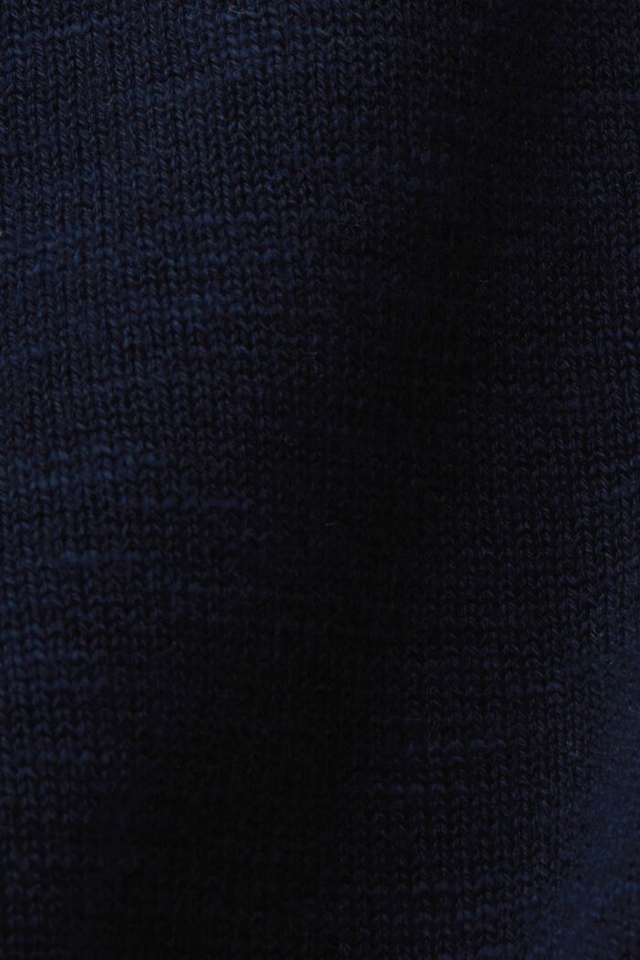 Cárdigan de mezcla de algodón y lino con cuello en pico, NAVY, detail image number 4