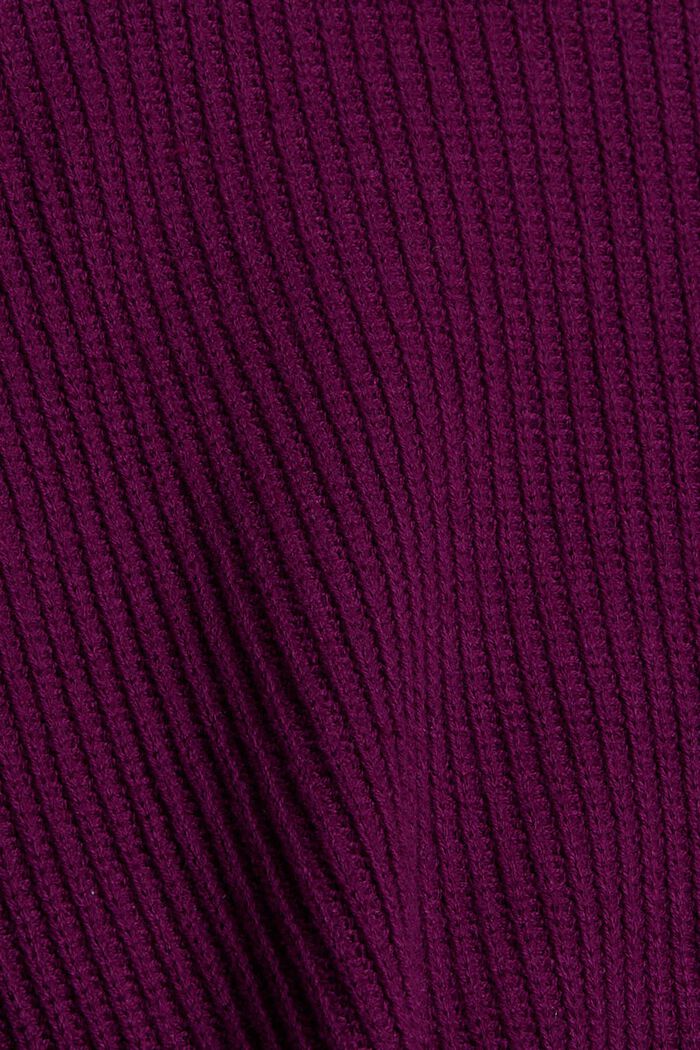 Cárdigan con efecto cruzado en mezcla de algodón, PLUM RED, detail image number 4