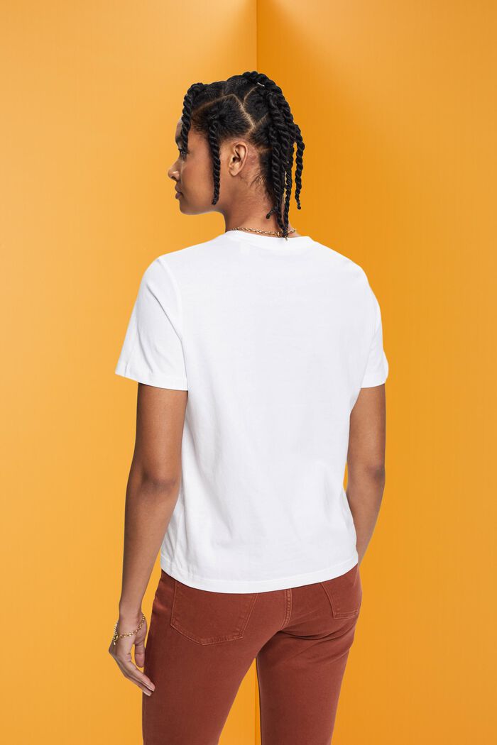Camiseta de algodón con estampado, WHITE, detail image number 3