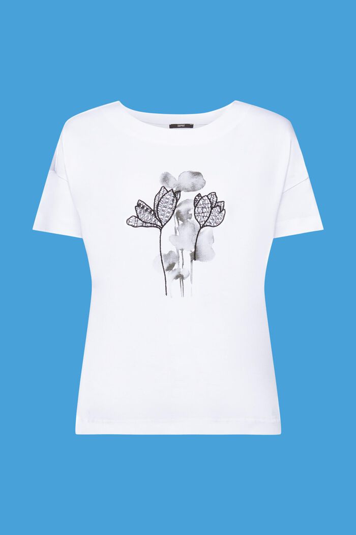 Camiseta bordada, TENCEL™, WHITE, detail image number 6