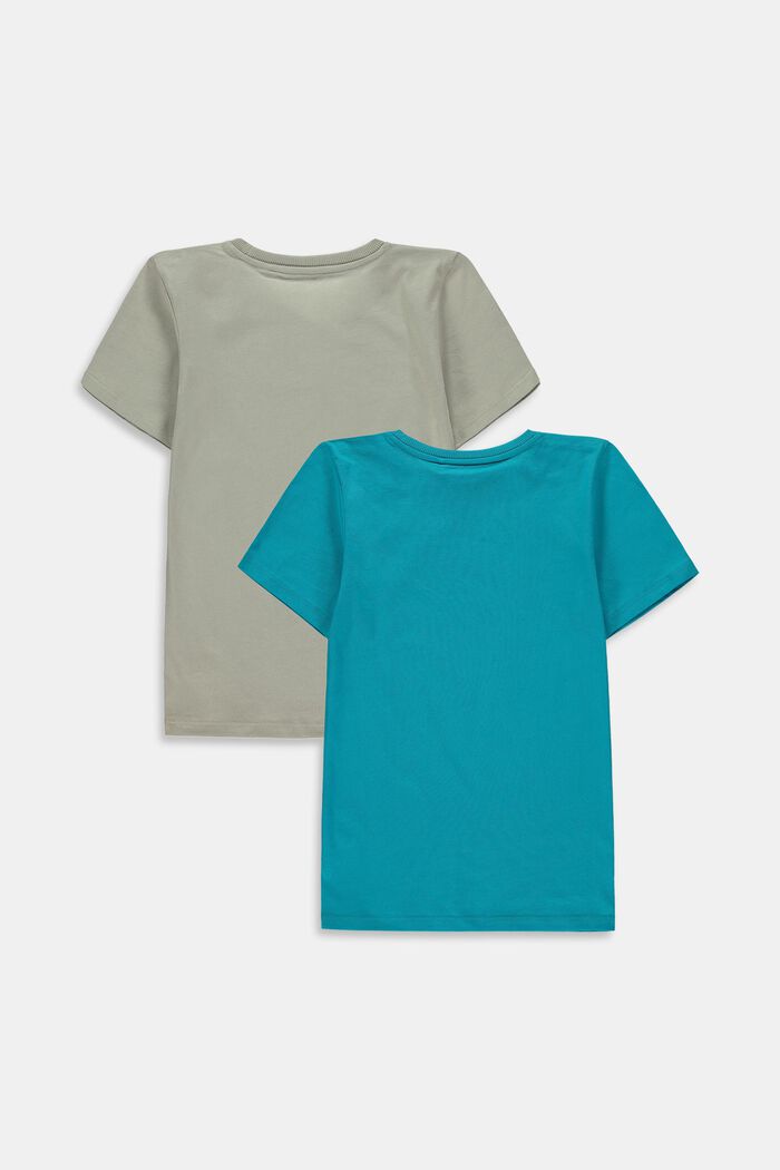 Pack de 2 camisetas con logotipo estampado, AQUA GREEN, detail image number 1