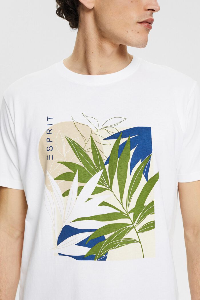 Camiseta de jersey con estampado de plantas, WHITE, detail image number 1