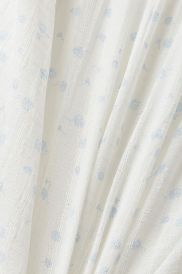 Blusa de manga corta de algodón con estampado allover, OFF WHITE, detail image number 5