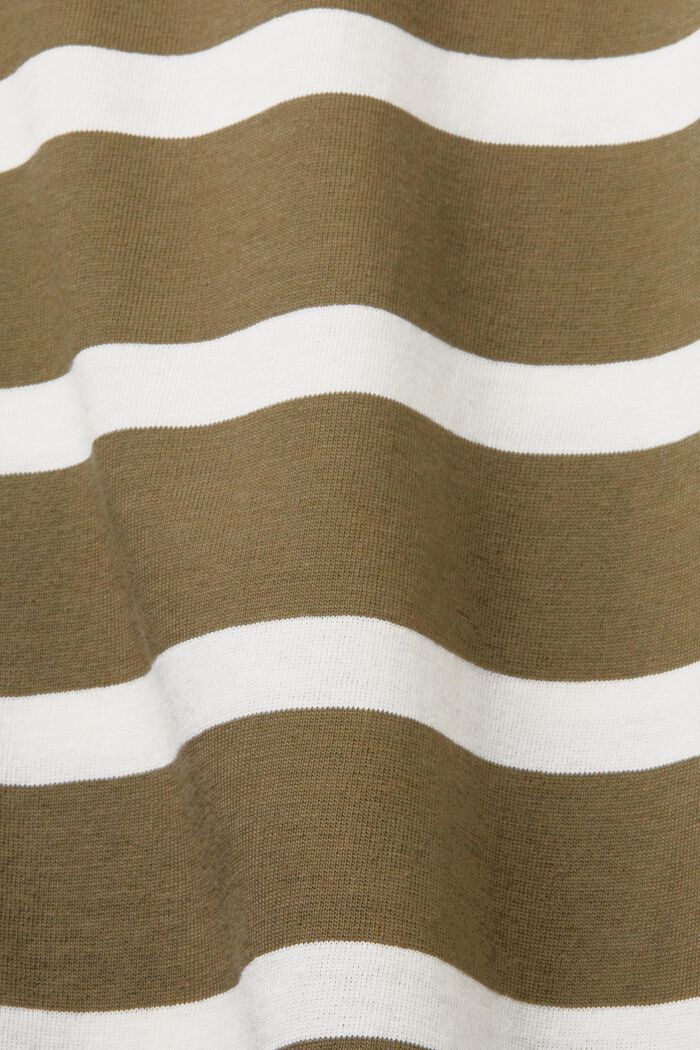 Camiseta a rayas en tejido jersey de algodón, KHAKI GREEN, detail image number 5