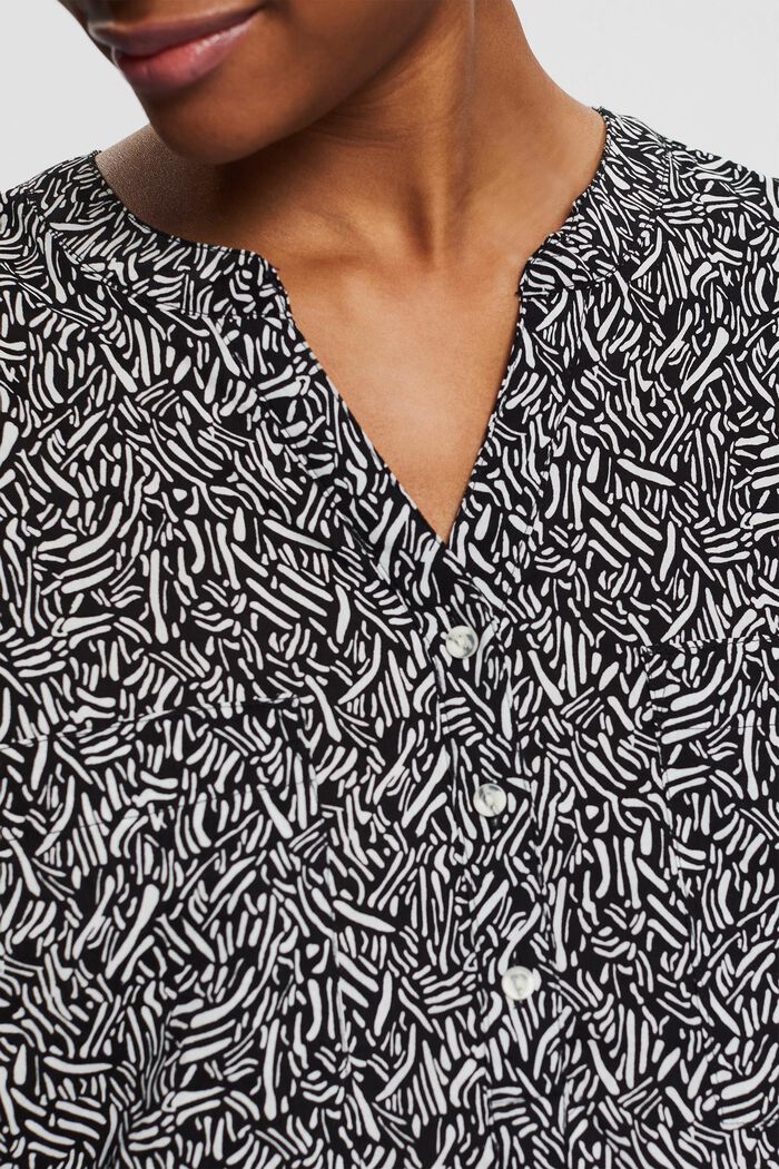 Blusa estampada con escote chilaba, BLACK, detail image number 2