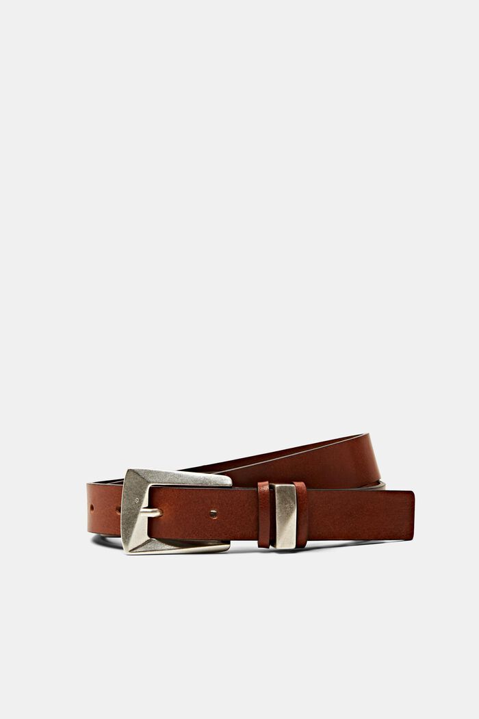 Cinturón de piel con multi trabillas, TOFFEE, detail image number 0