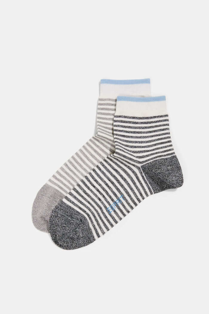 Pack de dos pares de calcetines a rayas con algodón ecológico, BLACK, detail image number 0