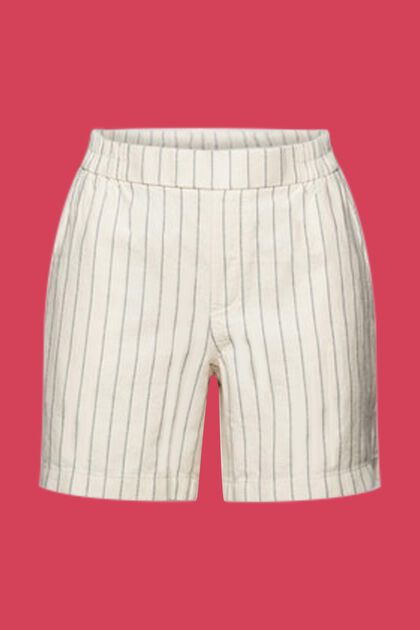 Pantalones cortos de lino y algodón con diseño a rayas