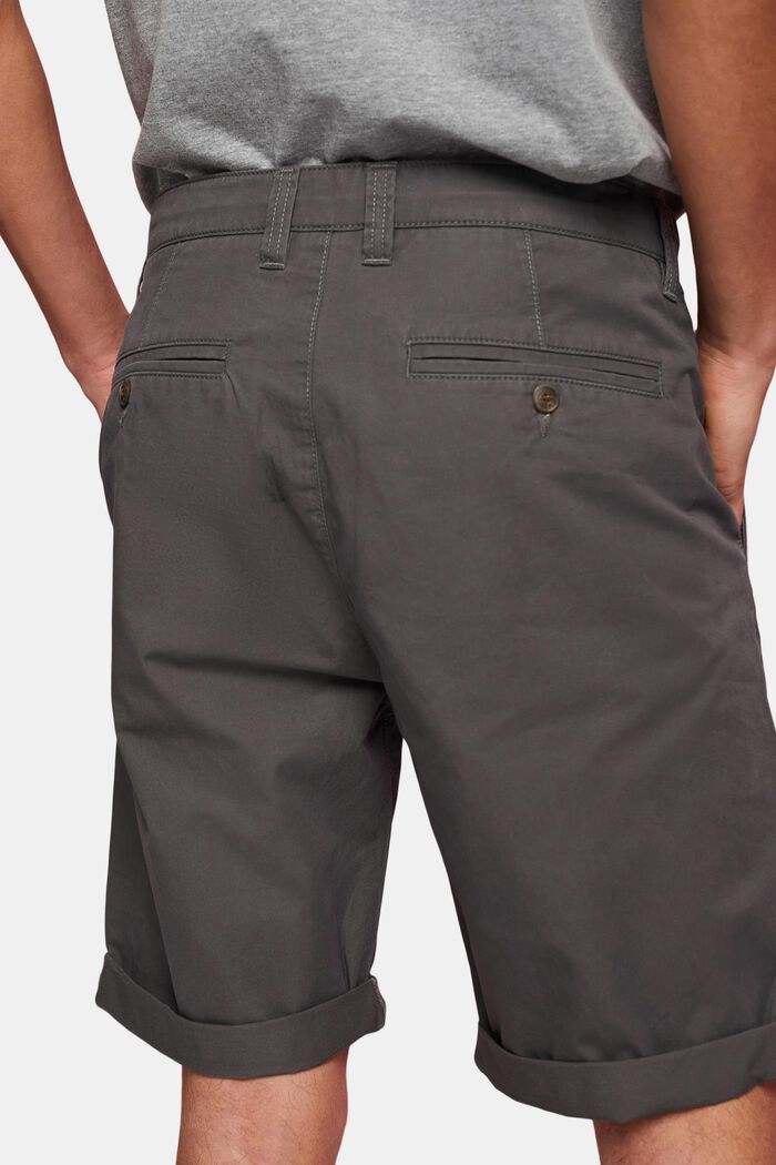 Pantalones cortos estilo chino en algodón sostenible, DARK GREY, detail image number 4