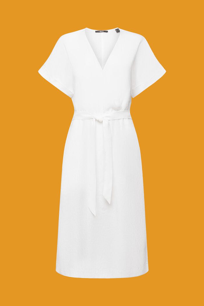 Vestido cruzado, 100 % lino, WHITE, detail image number 6
