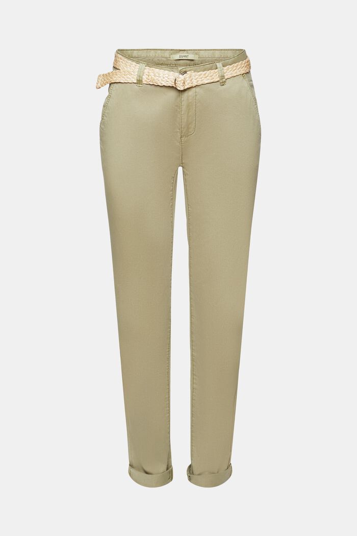 Pantalones chinos con cinturón, LIGHT KHAKI, detail image number 6