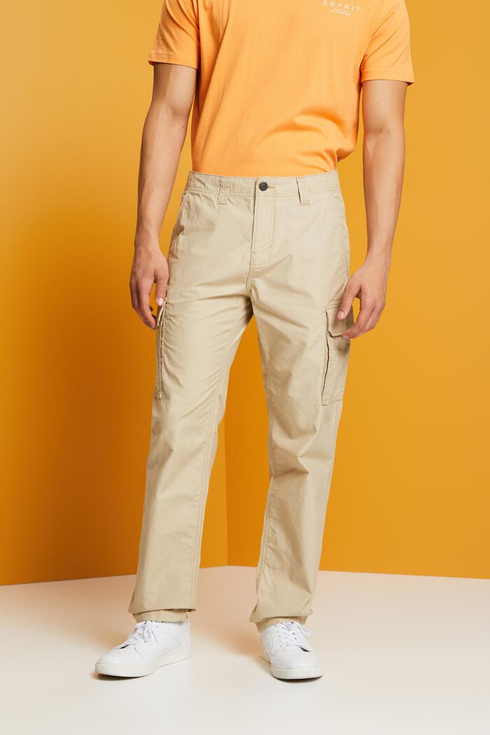 Pantalones cargo de sarga de algodón, SAND, detail image number 0