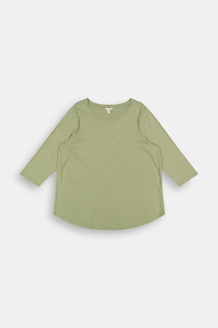 CURVY - Camiseta de manga larga con algodón ecológico/TENCEL™, LIGHT KHAKI, overview