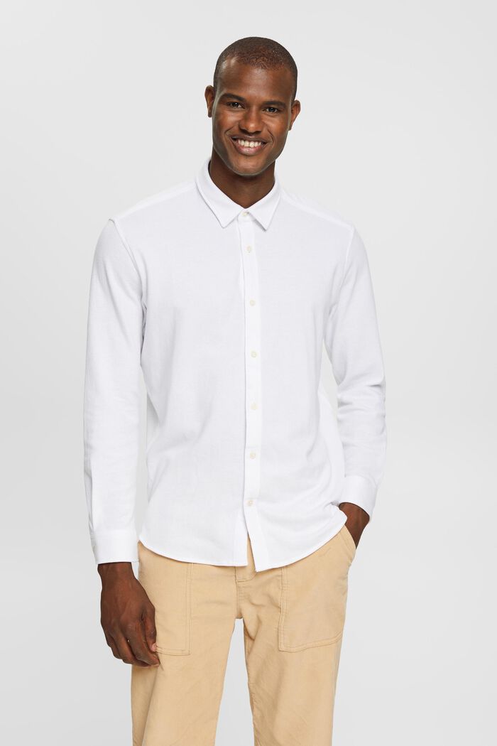 Camisa en dos colores, WHITE, overview