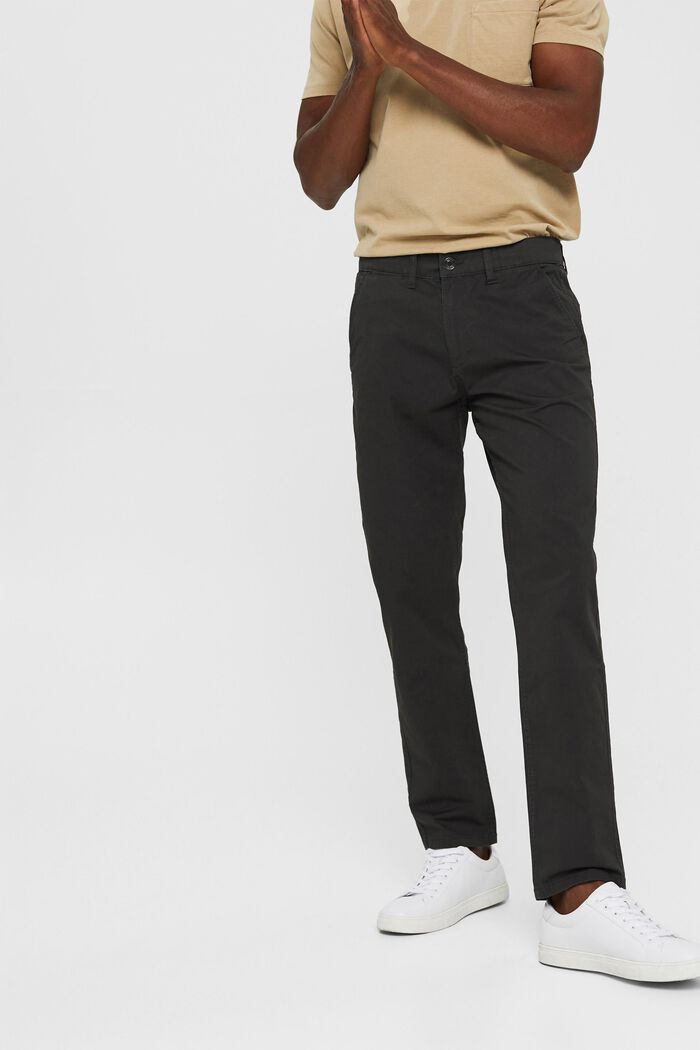 Pantalones chinos de algodón ecológico elástico, DARK GREY, detail image number 0