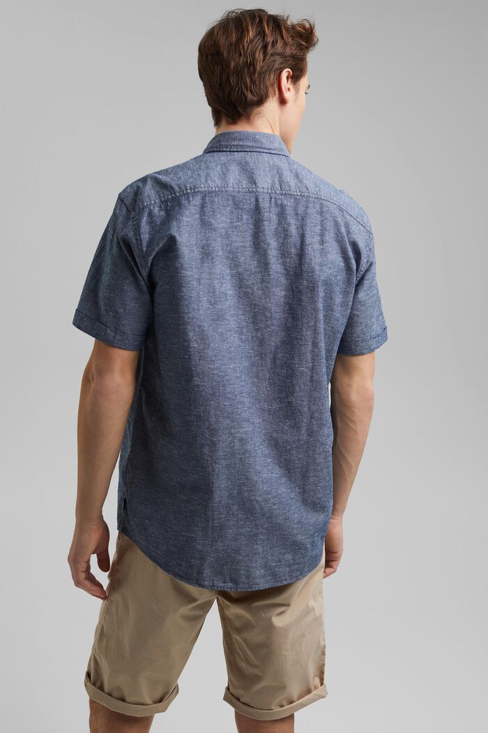 Lino/algodón ecológico: camisa de manga corta, NAVY, detail image number 3