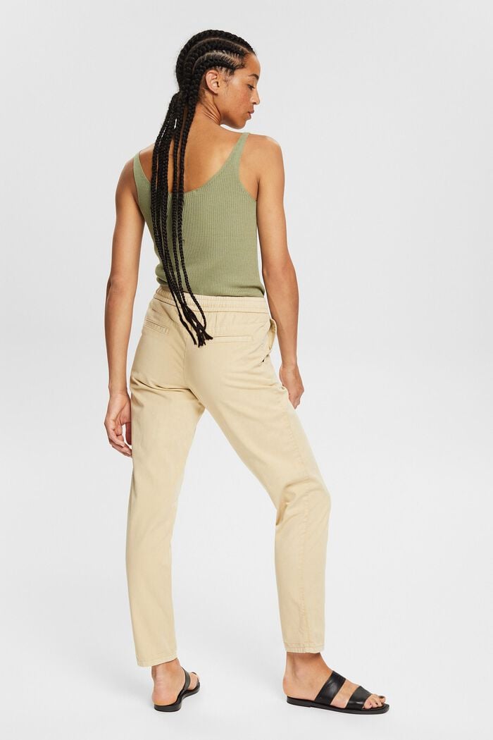 Pantalón con cordón en la cintura de algodón Pima, SAND, detail image number 3
