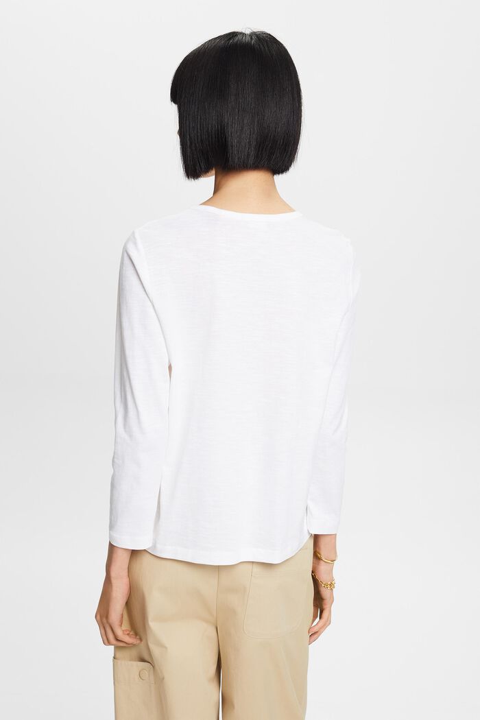 Camiseta de manga larga, 100% algodón, WHITE, detail image number 3