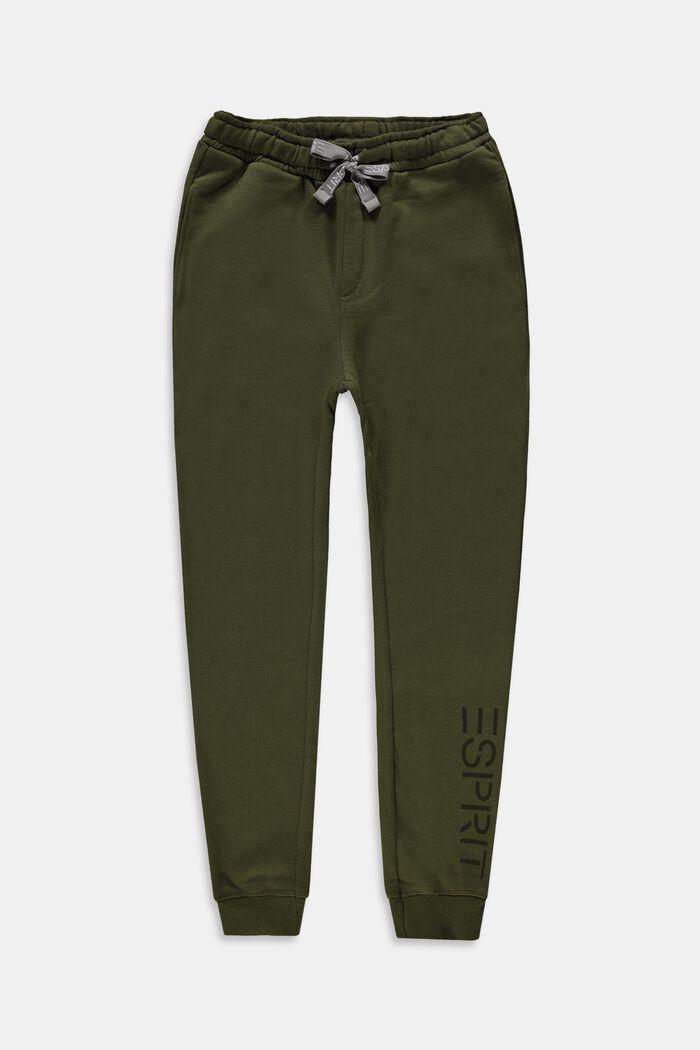 Pantalón de felpa con logotipo, 100% algodón, OLIVE, overview
