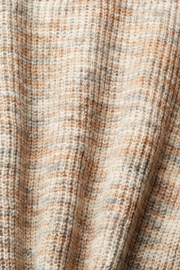 Jersey en mezcla de lana con efecto jaspeado y cuello en pico, BEIGE, detail image number 6