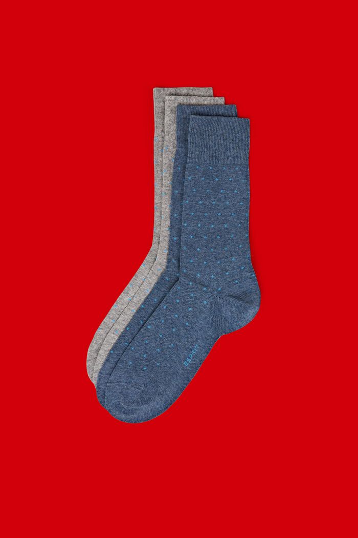 Pack de 2 pares de calcetines con estampado de puntos, de algodón ecológico, NEW GREY/BLUE, detail image number 0