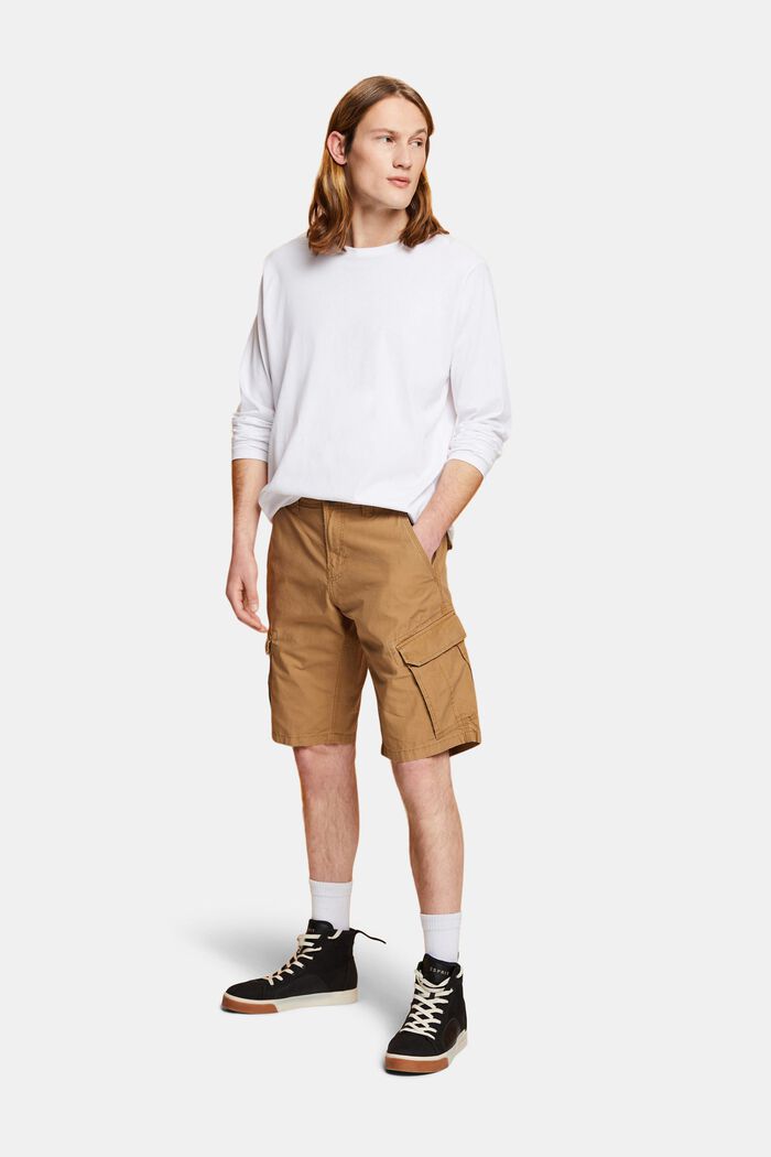 Pantalones cargo cortos, 100 % algodón, CAMEL, detail image number 1