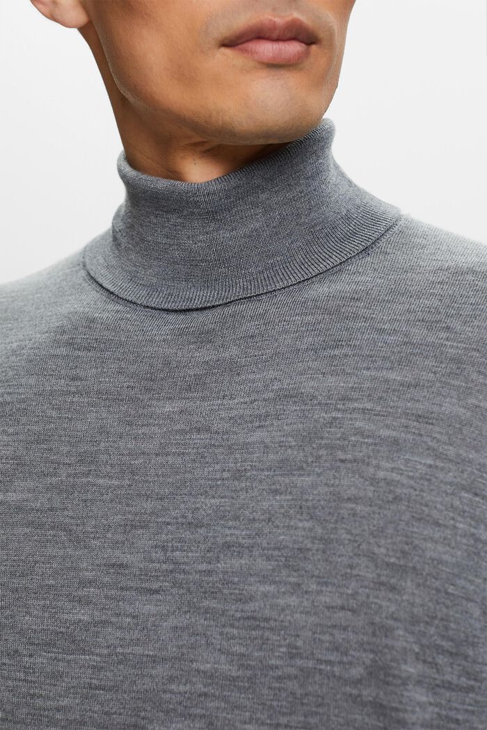 Jersey de lana merino con cuello alto, GREY, detail image number 2