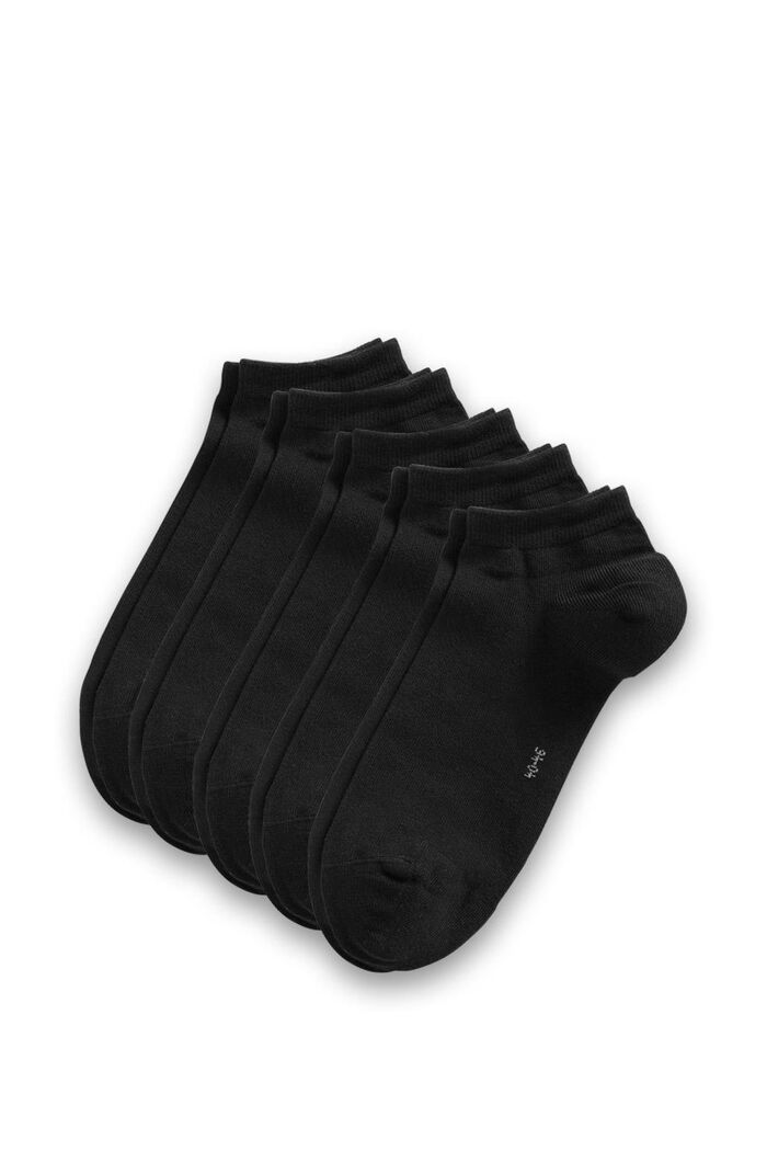 Pack de cinco pares de calcetines cortos en mezcla de algodón, BLACK, detail image number 0