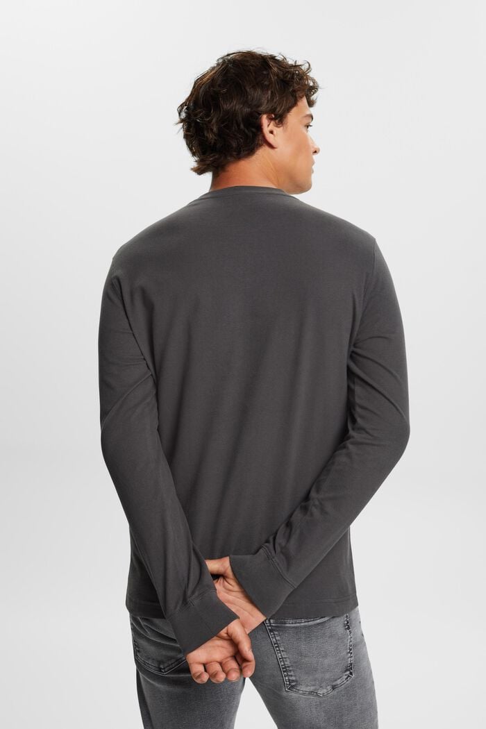 Top de cuello tunecino en tejido jersey de algodón lavado, DARK GREY, detail image number 4