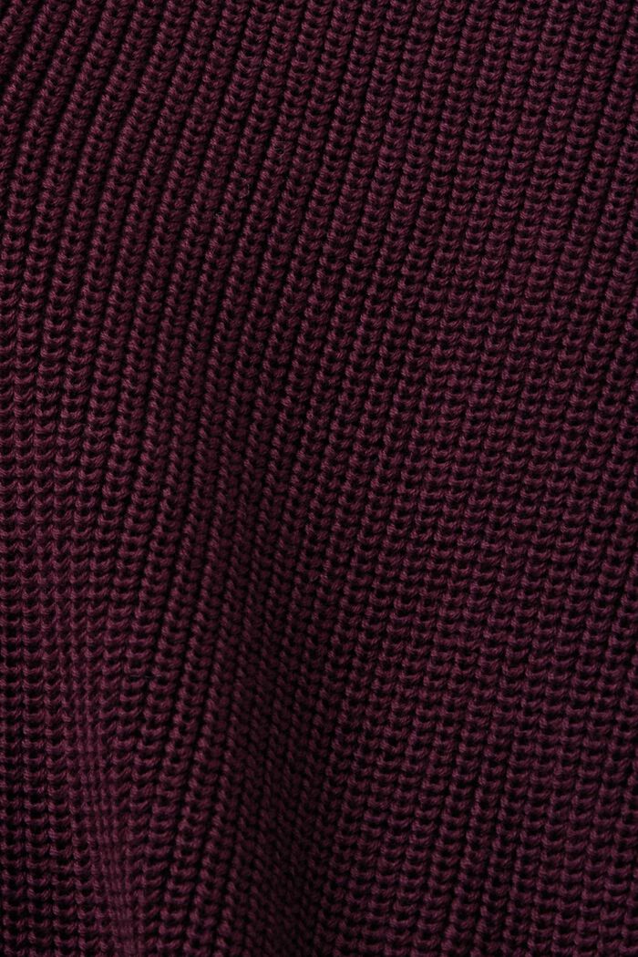 Jersey de punto con cuello de polo, 100% algodón, AUBERGINE, detail image number 6
