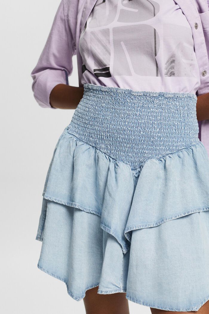 De TENCEL™: minifalda con acabado vaquero, BLUE BLEACHED, detail image number 2