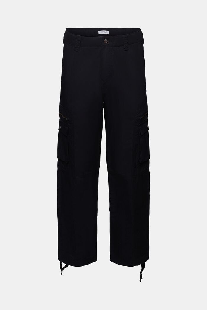 Pantalón cargo de sarga con corte Straight, BLACK, detail image number 6
