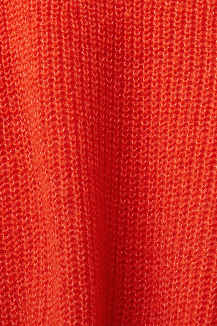 Jersey con cuello en pico, mezcla de lana, BRIGHT ORANGE, detail image number 5