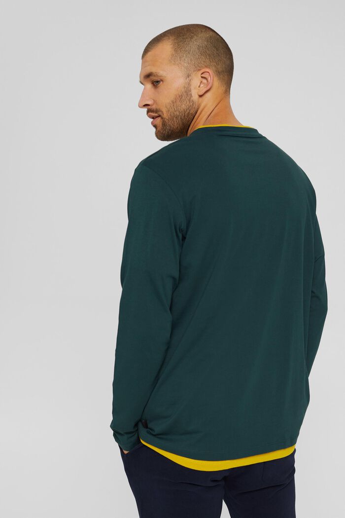 Camiseta de manga larga en 100 % jersey de algodón ecológico, TEAL BLUE, detail image number 3