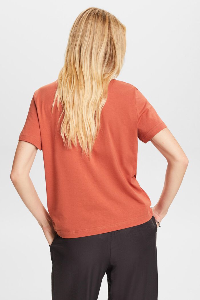 Camiseta con cuello redondo, 100% algodón, TERRACOTTA, detail image number 3