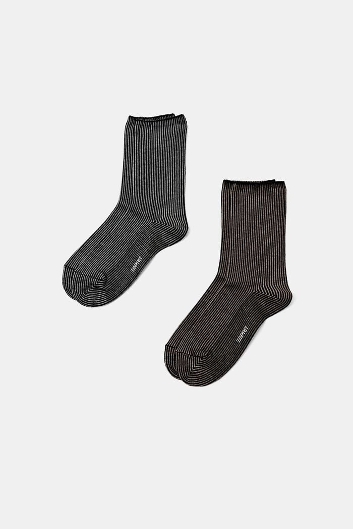 Pack de 2 calcetines de punto grueso a rayas, BLACK, detail image number 0