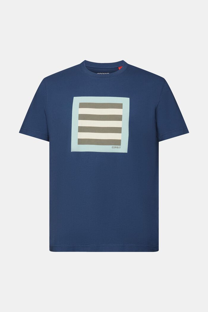 Camiseta en tejido jersey de algodón con diseño geométrico, GREY BLUE, detail image number 5