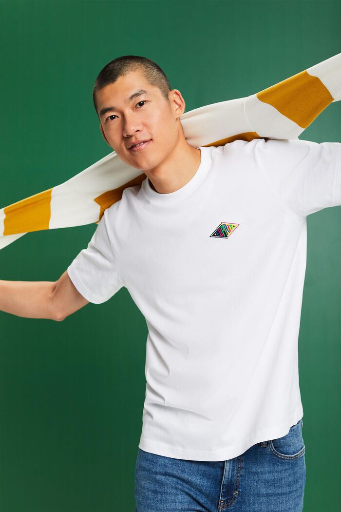 Camiseta en jersey de algodón con logotipo, WHITE, detail image number 0