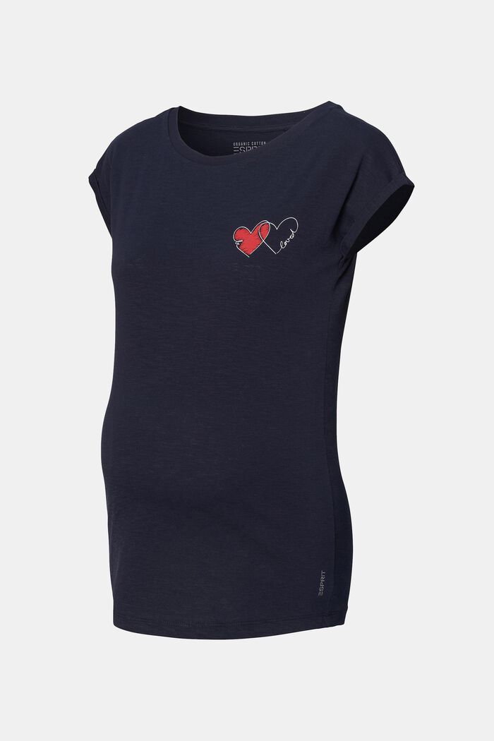 Camiseta con estampado de corazón, algodón ecológico, NIGHT SKY BLUE, detail image number 4