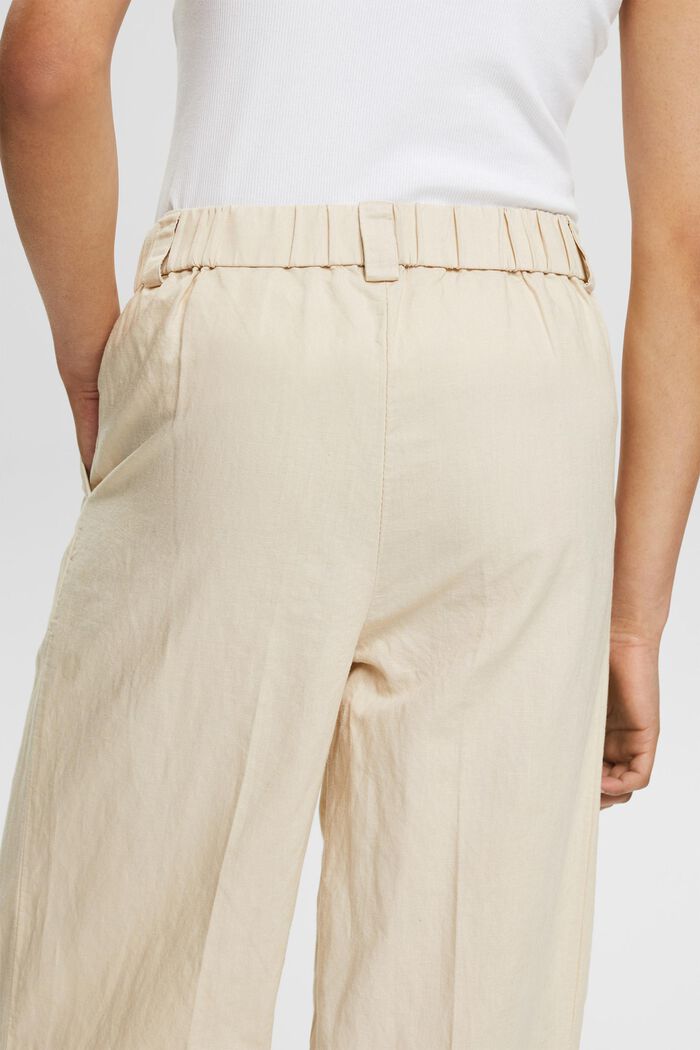 Con lino: pantalón de pernera ancha con aberturas, SAND, detail image number 4