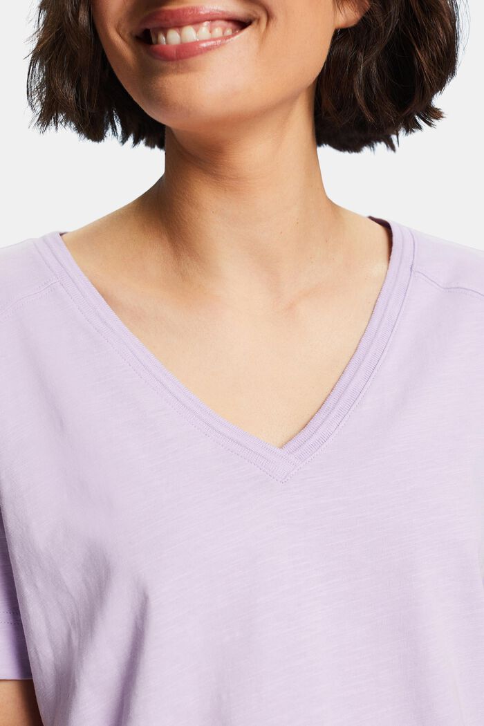 Camiseta de tejido jersey con cuello en pico, LAVENDER, detail image number 2