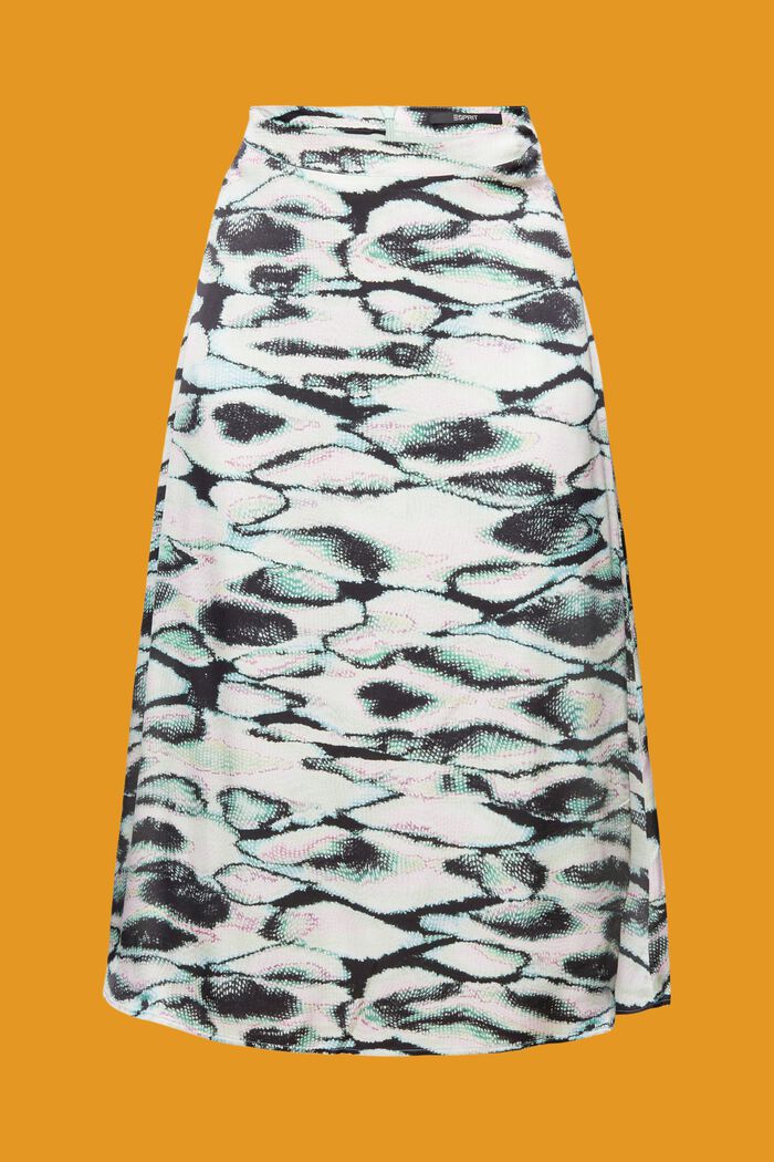 Falda de satén con estampado allover, EMERALD GREEN, detail image number 6