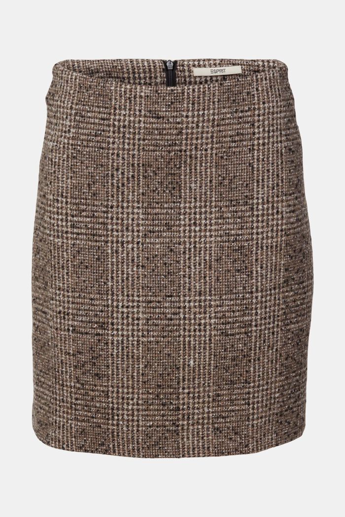Minifalda con estampado de cuadros, BROWN, overview