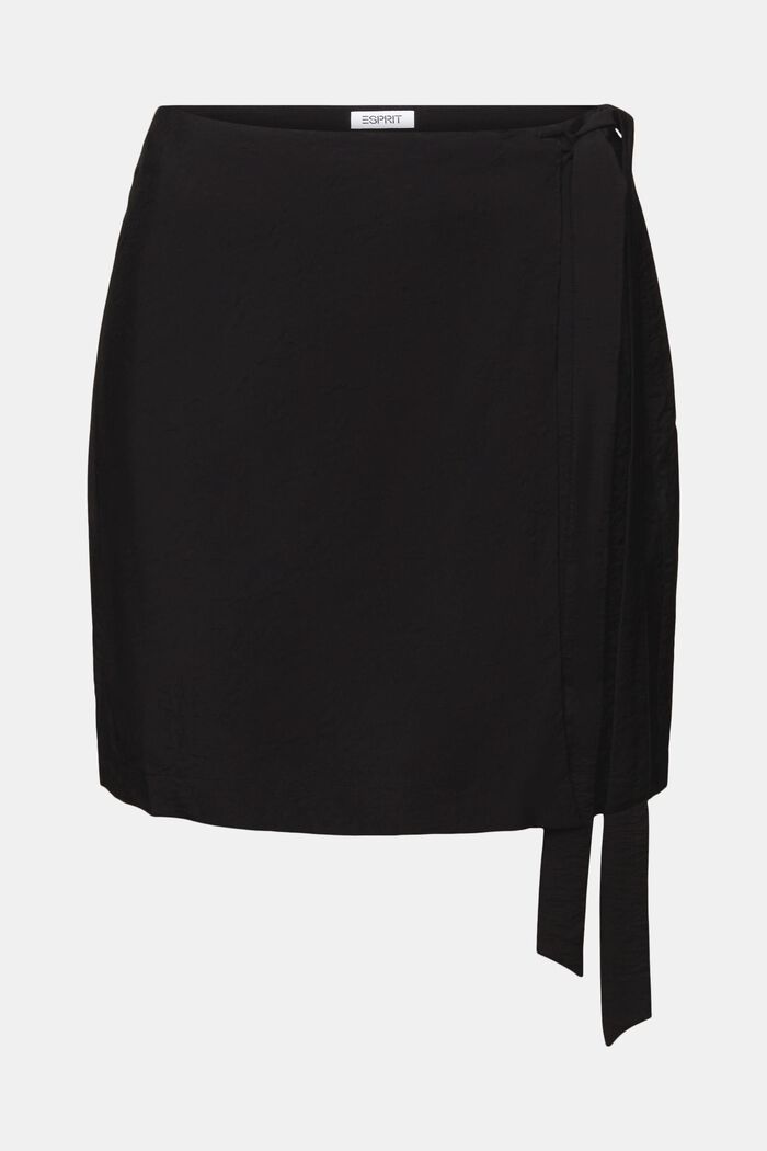 Minifalda arrugada con diseño cruzado, BLACK, detail image number 5