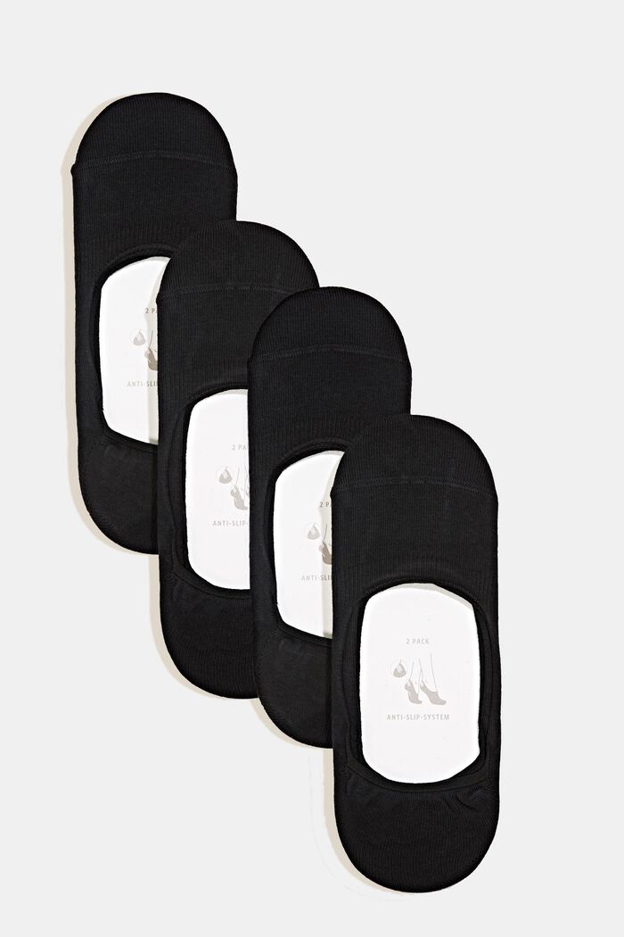 Pack de cuatro pares de calcetines invisibles con sistema antideslizante, BLACK, detail image number 0