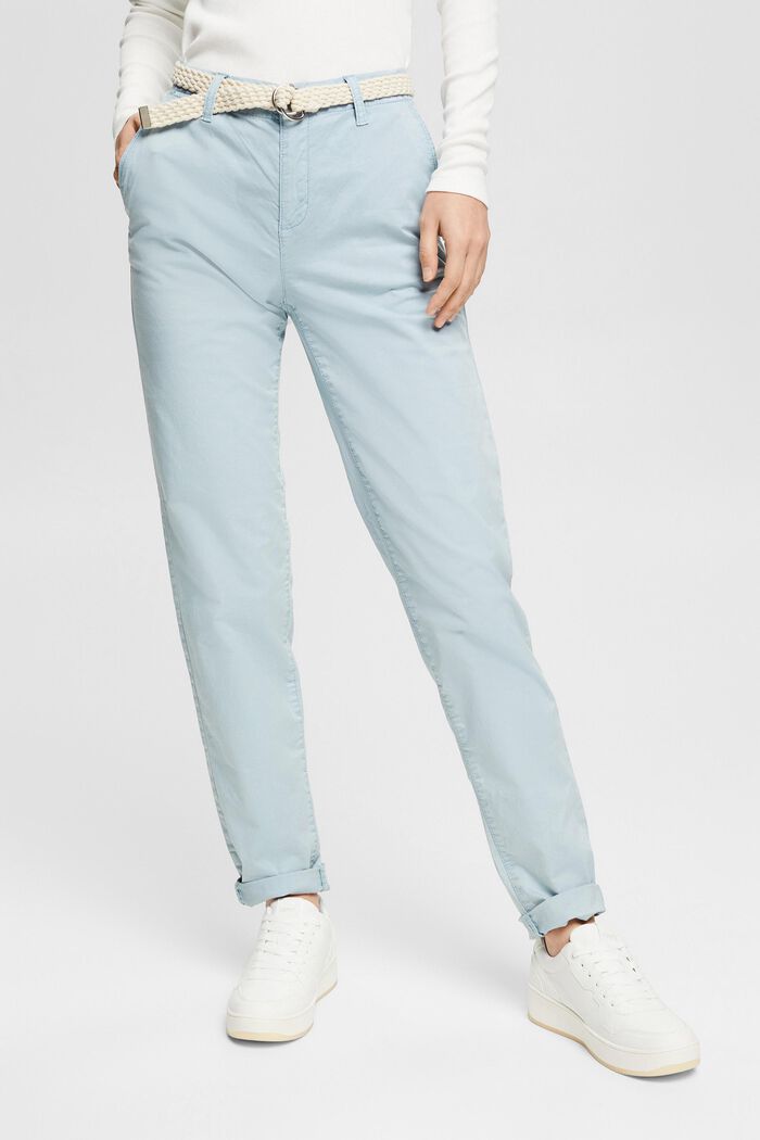 Pantalones chinos con cinturón trenzado, GREY BLUE, detail image number 1