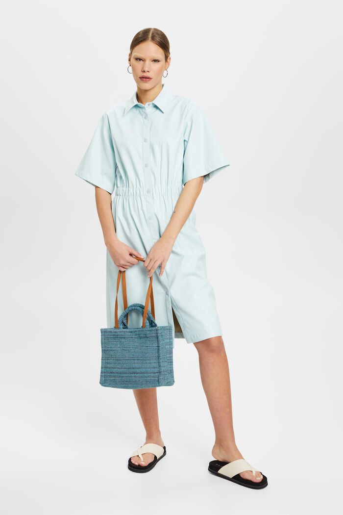 Bolso shopper pequeño con diseño multicolor, TEAL GREEN, detail image number 4
