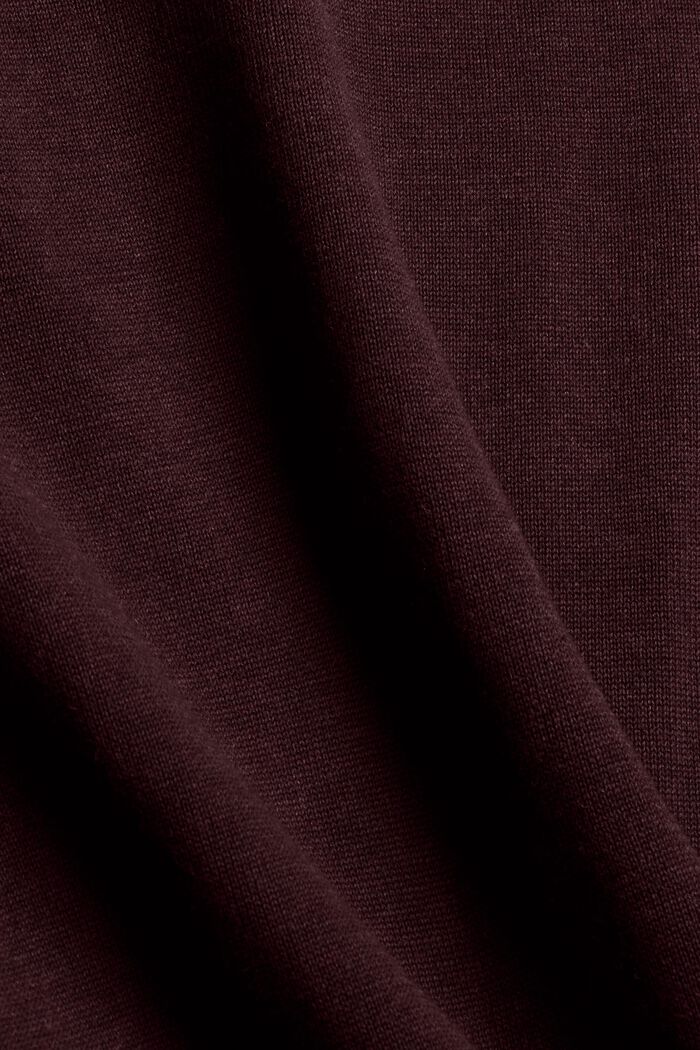 Jersey con cuello en pico, 100 % algodón Pima, BORDEAUX RED, detail image number 4