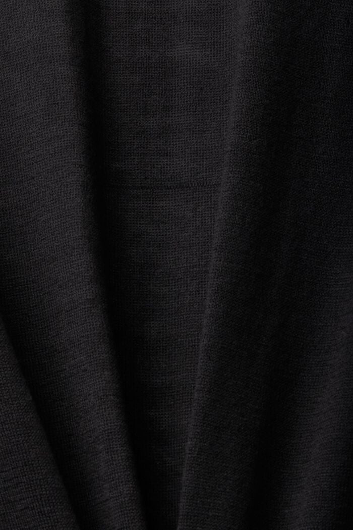 Cárdigan de punto de algodón puro con capucha, BLACK, detail image number 4