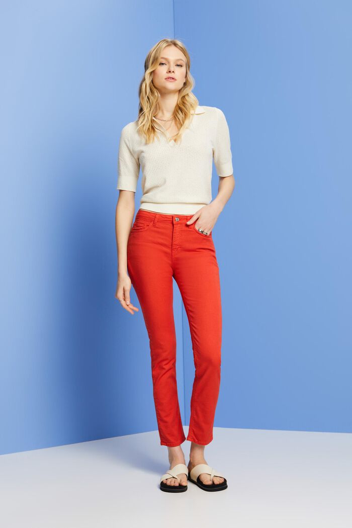 Jeans mid rise slim fit, ORANGE RED, detail image number 5